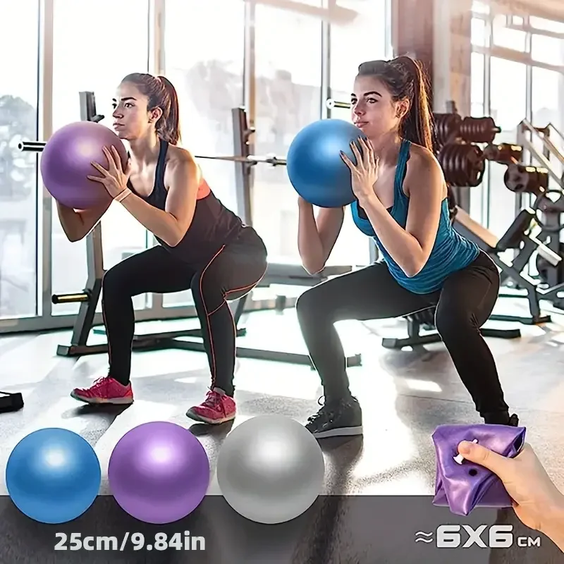 Pilates Yoga Ball Workout - ลูกบอลฟิตเนสโยคะขนาด25ซม. สำหรับผู้หญิงลูกบอลขนาดหนาป้องกันการระเบิดเส้นผ่านศูนย์กลางพิลาทิสออกกำลังกายมินิบอลปั้นขาและสะโพก