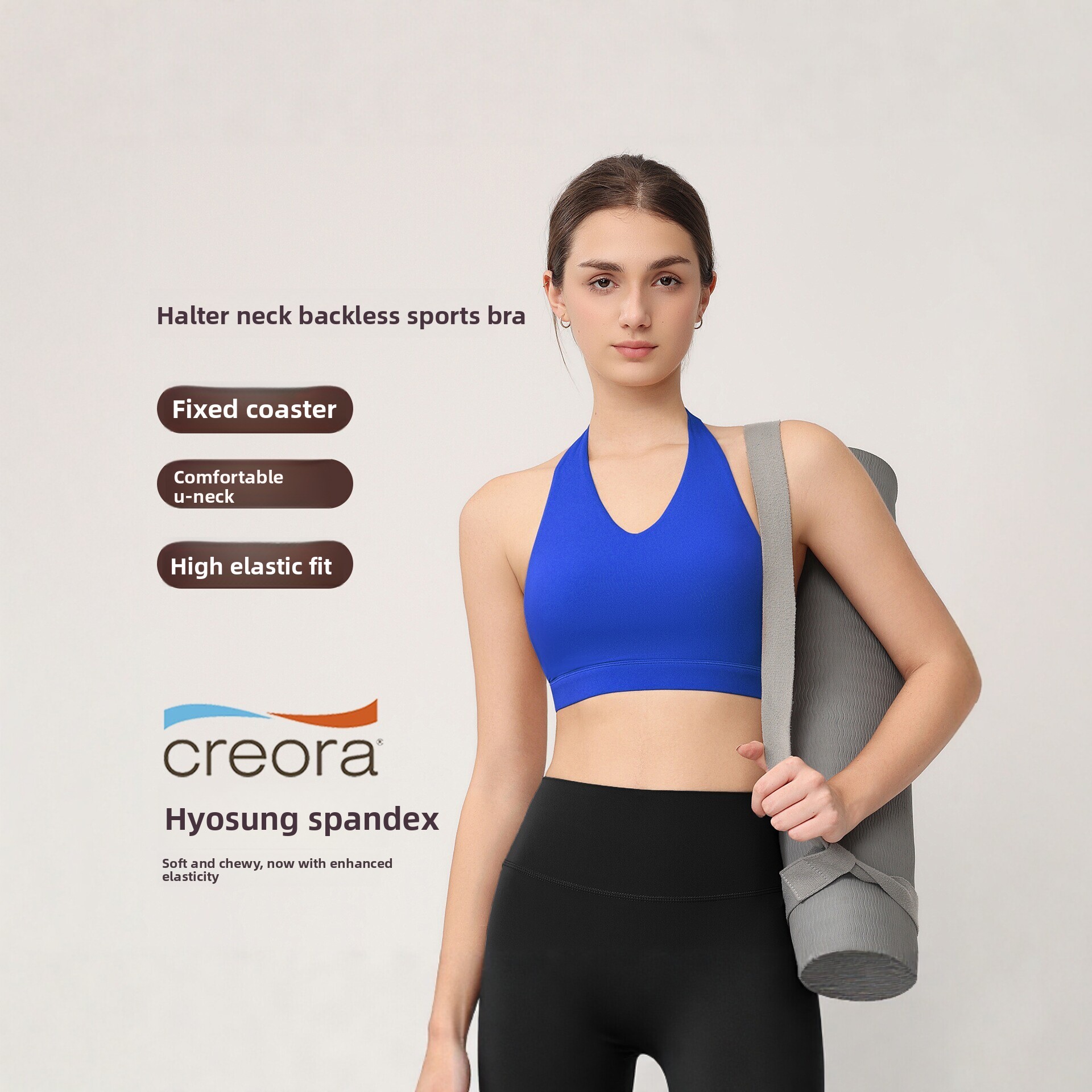 Pilates Yoga Top - สปอร์ตบราแบบฮอลเตอร์สำหรับผู้หญิง พร้อมแผ่นรองในตัว กันกระแทกและเสริมทรง ทรงเรเซอร์แบ็ค เหมาะสำหรับโยคะ พิลาทิส