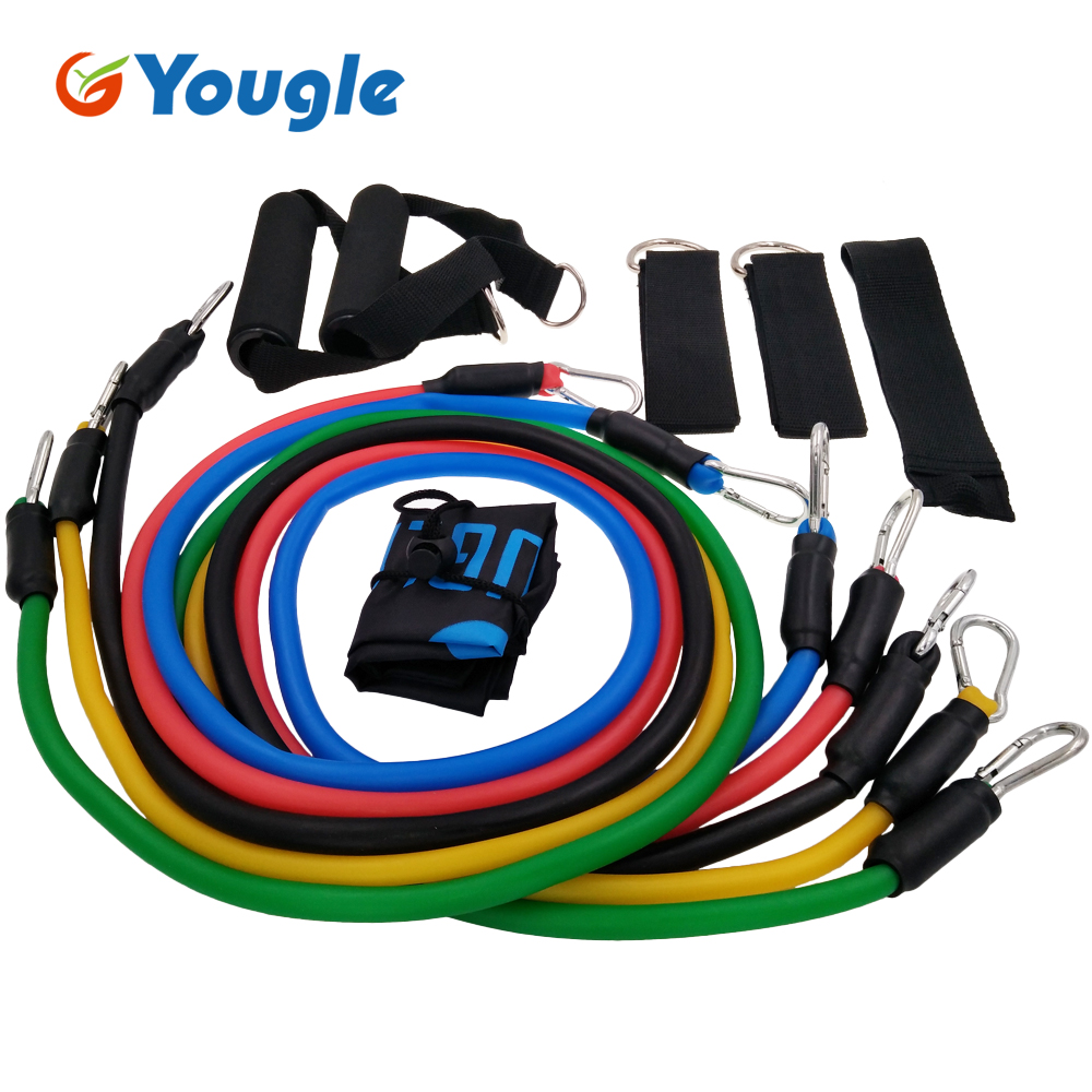 Pilates Yoga Board - YOUGLE 11ชิ้น/เซ็ตดึงเชือกออกกำลังกายความต้านทานยางเหยียบ Excerciser Body การออกกำลังกายโยคะ