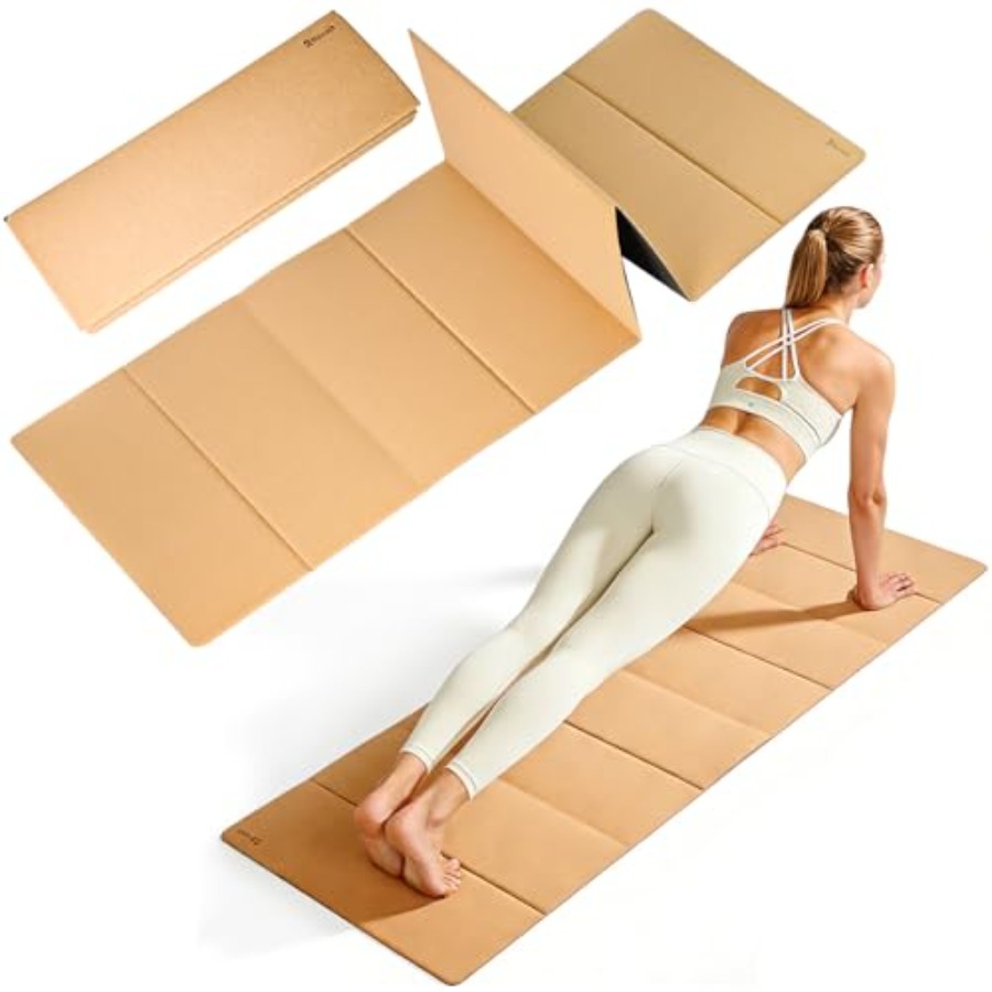 Pilates X Yoga - เสื่อโยคะพับได้ ทำจากไม้ก๊อก กันลื่น สำหรับพกพา ออกกำลังกาย พิลาทิส