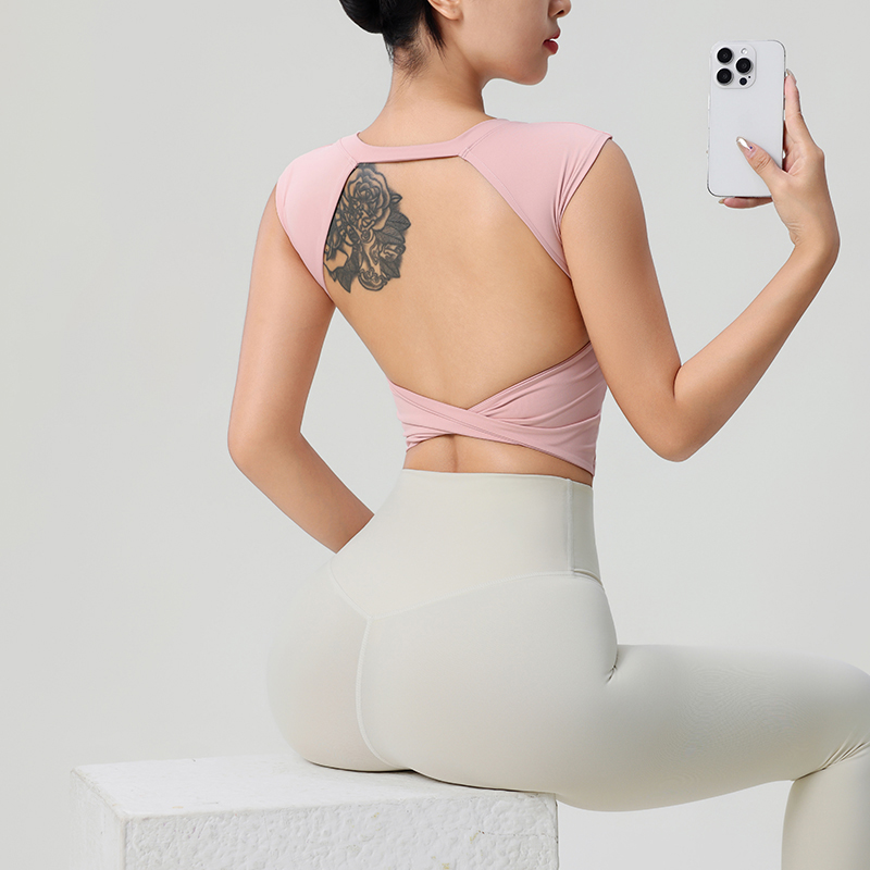 ผู้หญิงBacklessฟิตเนสเสื้อผ้าF - Pilates Yoga Top บทวิจารณ์และราคา