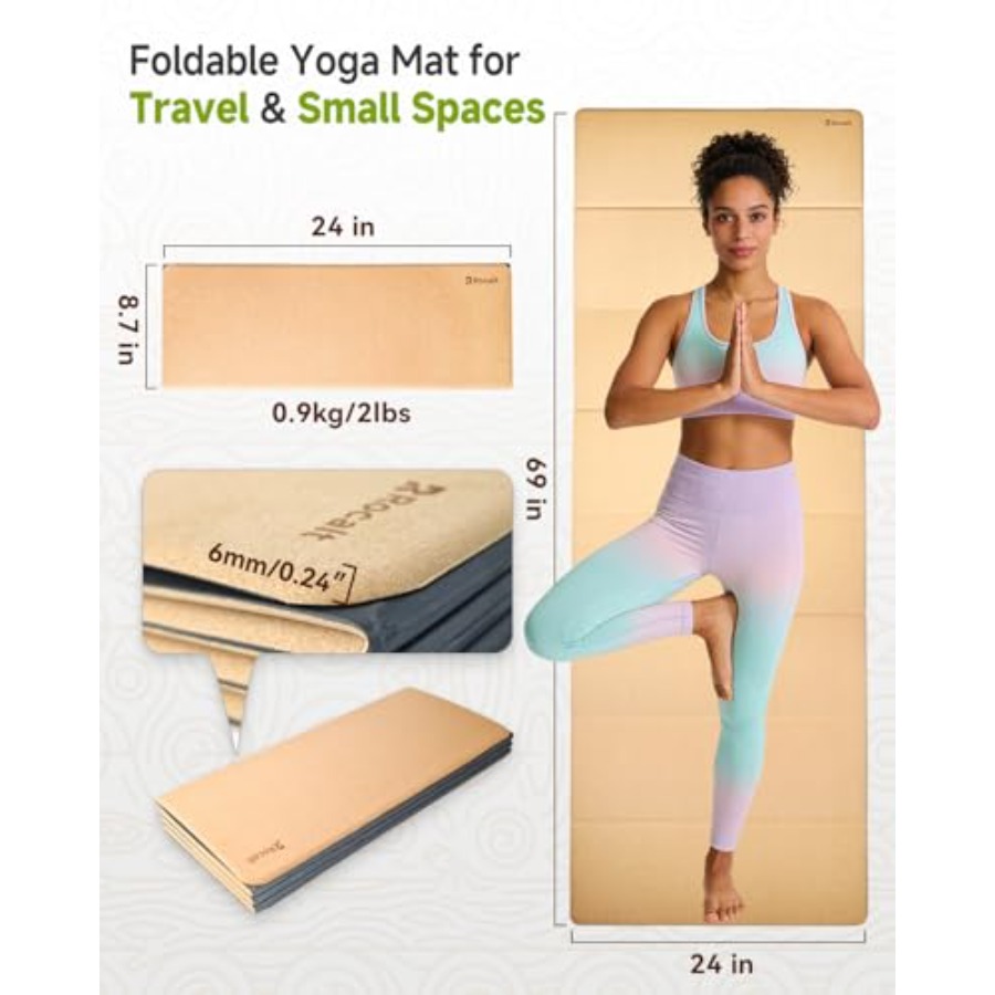เสื่อโยคะพับได้ ทำจากไม้ก๊อก ก - Pilates X Yoga บทวิจารณ์และราคา