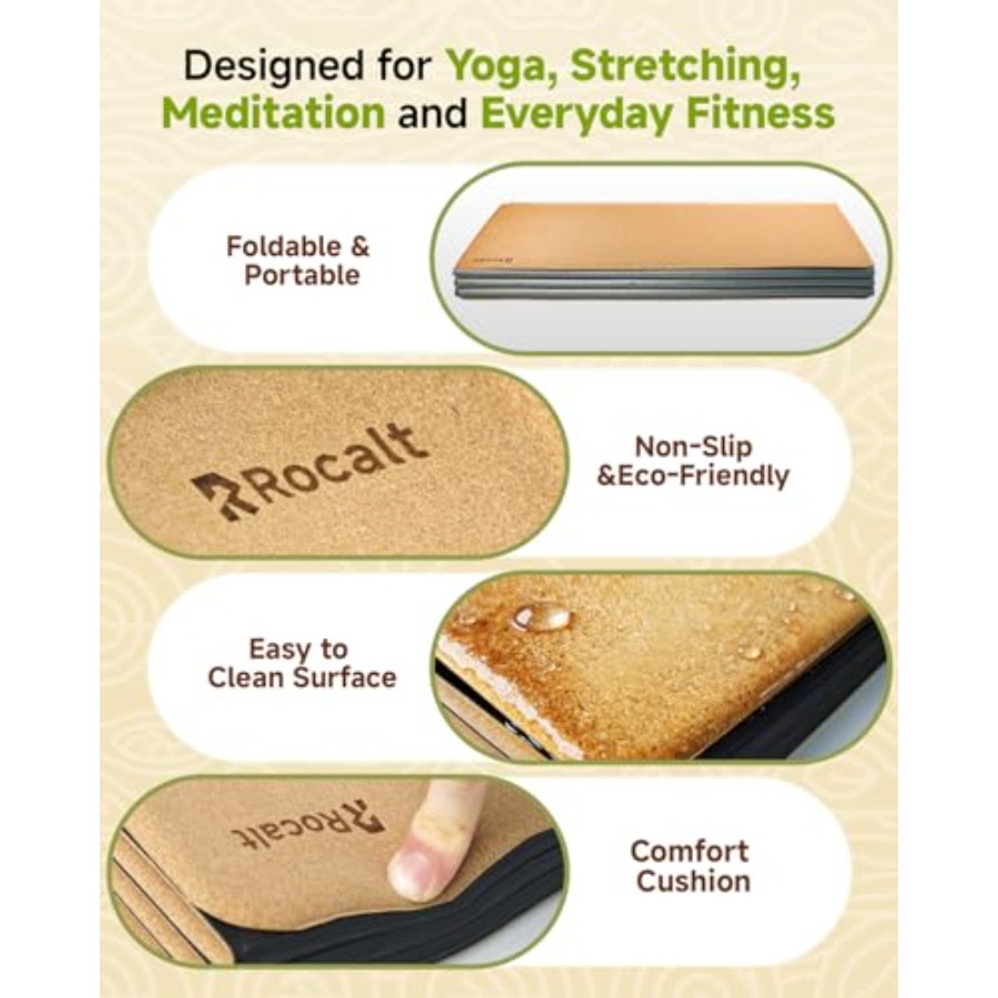 เสื่อโยคะพับได้ ทำจากไม้ก๊อก ก - Pilates X Yoga บทวิจารณ์และราคา
